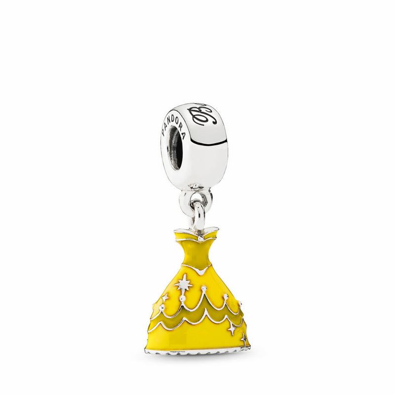 Pandora Disneyr Belle's Dress Dangle Charm - Sterling Silver/Enamel/Yellow - Canada | MI5984TY